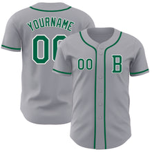 Загрузить изображение в средство просмотра галереи, Custom Gray Kelly Green-White Authentic Baseball Jersey