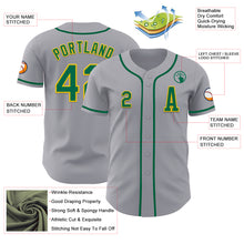 Laden Sie das Bild in den Galerie-Viewer, Custom Gray Kelly Green-Gold Authentic Baseball Jersey