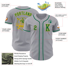 Laden Sie das Bild in den Galerie-Viewer, Custom Gray Kelly Green-Gold Authentic Baseball Jersey