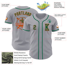 Laden Sie das Bild in den Galerie-Viewer, Custom Gray Kelly Green-Orange Authentic Baseball Jersey