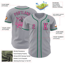 Laden Sie das Bild in den Galerie-Viewer, Custom Gray Pink-Kelly Green Authentic Baseball Jersey