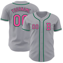 Laden Sie das Bild in den Galerie-Viewer, Custom Gray Pink-Kelly Green Authentic Baseball Jersey