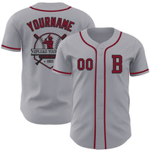 Laden Sie das Bild in den Galerie-Viewer, Custom Gray Crimson-Black Authentic Baseball Jersey