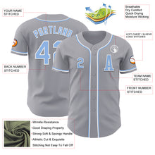 Laden Sie das Bild in den Galerie-Viewer, Custom Gray Light Blue-White Authentic Baseball Jersey