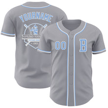 Laden Sie das Bild in den Galerie-Viewer, Custom Gray Light Blue-White Authentic Baseball Jersey
