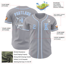 Laden Sie das Bild in den Galerie-Viewer, Custom Gray Light Blue-White Authentic Baseball Jersey