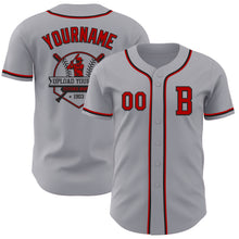 Laden Sie das Bild in den Galerie-Viewer, Custom Gray Red-Black Authentic Baseball Jersey