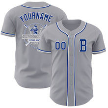 Laden Sie das Bild in den Galerie-Viewer, Custom Gray Royal-White Authentic Baseball Jersey