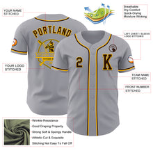 Laden Sie das Bild in den Galerie-Viewer, Custom Gray Brown-Gold Authentic Baseball Jersey