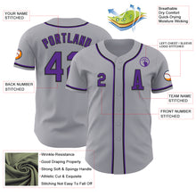 Laden Sie das Bild in den Galerie-Viewer, Custom Gray Purple-Black Authentic Baseball Jersey
