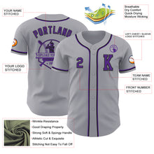 Laden Sie das Bild in den Galerie-Viewer, Custom Gray Purple-Black Authentic Baseball Jersey
