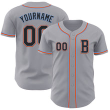 Laden Sie das Bild in den Galerie-Viewer, Custom Gray Black Powder Blue-Orange Authentic Baseball Jersey
