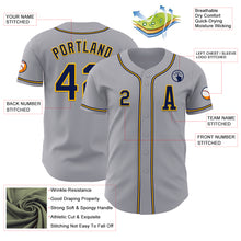 Laden Sie das Bild in den Galerie-Viewer, Custom Gray Navy-Gold Authentic Baseball Jersey