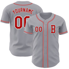 Laden Sie das Bild in den Galerie-Viewer, Custom Gray Red-White Authentic Baseball Jersey