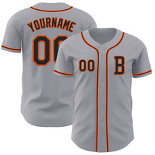 Laden Sie das Bild in den Galerie-Viewer, Custom Gray Black-Orange Authentic Baseball Jersey
