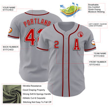 Load image into Gallery viewer, Custom Gray Red-Black Authentic Baseball Jersey