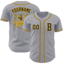 Laden Sie das Bild in den Galerie-Viewer, Custom Gray Black-Gold Authentic Baseball Jersey