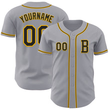 Laden Sie das Bild in den Galerie-Viewer, Custom Gray Black-Gold Authentic Baseball Jersey