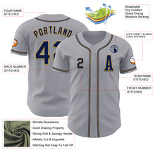 Laden Sie das Bild in den Galerie-Viewer, Custom Gray Navy-Old Gold Authentic Baseball Jersey
