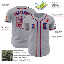 Laden Sie das Bild in den Galerie-Viewer, Custom Gray Royal-Red Authentic Baseball Jersey