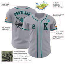 Laden Sie das Bild in den Galerie-Viewer, Custom Gray Black-Teal Authentic Baseball Jersey