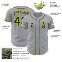 Laden Sie das Bild in den Galerie-Viewer, Custom Gray Green-Gold Authentic Baseball Jersey