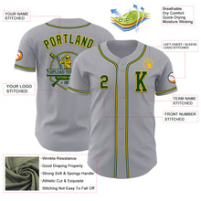 Laden Sie das Bild in den Galerie-Viewer, Custom Gray Green-Gold Authentic Baseball Jersey