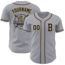 Laden Sie das Bild in den Galerie-Viewer, Custom Gray Black-Old Gold Authentic Baseball Jersey