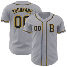 Laden Sie das Bild in den Galerie-Viewer, Custom Gray Black-Old Gold Authentic Baseball Jersey