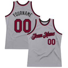 Загрузить изображение в средство просмотра галереи, Custom Gray Maroon-Black Authentic Throwback Basketball Jersey