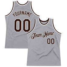 Laden Sie das Bild in den Galerie-Viewer, Custom Gray Brown-White Authentic Throwback Basketball Jersey