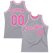 Загрузить изображение в средство просмотра галереи, Custom Gray Pink-White Authentic Throwback Basketball Jersey
