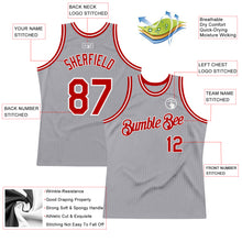 Загрузить изображение в средство просмотра галереи, Custom Gray Red-White Authentic Throwback Basketball Jersey