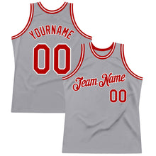 Загрузить изображение в средство просмотра галереи, Custom Gray Red-White Authentic Throwback Basketball Jersey