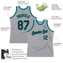 Загрузить изображение в средство просмотра галереи, Custom Gray Black-Teal Authentic Throwback Basketball Jersey