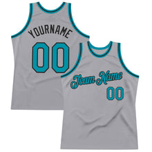 Загрузить изображение в средство просмотра галереи, Custom Gray Teal-Black Authentic Throwback Basketball Jersey