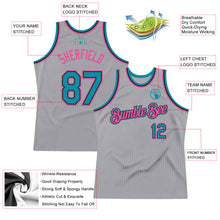 Laden Sie das Bild in den Galerie-Viewer, Custom Gray Teal Black-Pink Authentic Throwback Basketball Jersey
