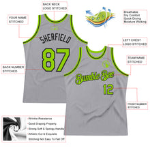 Загрузить изображение в средство просмотра галереи, Custom Gray Neon Green-Black Authentic Throwback Basketball Jersey