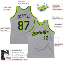 Загрузить изображение в средство просмотра галереи, Custom Gray Black-Neon Green Authentic Throwback Basketball Jersey