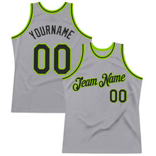 Загрузить изображение в средство просмотра галереи, Custom Gray Black-Neon Green Authentic Throwback Basketball Jersey