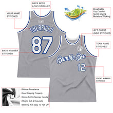 Laden Sie das Bild in den Galerie-Viewer, Custom Gray White-Royal Authentic Throwback Basketball Jersey