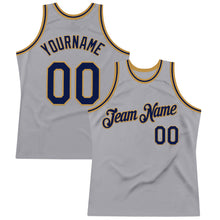 Charger l'image dans la galerie, Custom Gray Navy-Old Gold Authentic Throwback Basketball Jersey