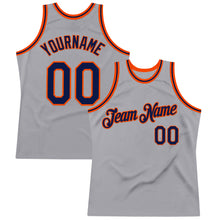Charger l'image dans la galerie, Custom Gray Navy-Orange Authentic Throwback Basketball Jersey