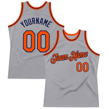 Laden Sie das Bild in den Galerie-Viewer, Custom Gray Orange-Navy Authentic Throwback Basketball Jersey
