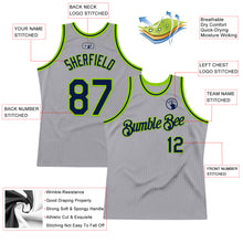 Charger l'image dans la galerie, Custom Gray Navy-Neon Green Authentic Throwback Basketball Jersey