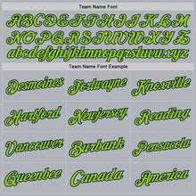 Laden Sie das Bild in den Galerie-Viewer, Custom Gray Neon Green-Navy Authentic Throwback Basketball Jersey