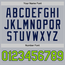 Laden Sie das Bild in den Galerie-Viewer, Custom Gray Neon Green-Navy Authentic Throwback Basketball Jersey