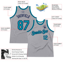 Загрузить изображение в средство просмотра галереи, Custom Gray Teal-Navy Authentic Throwback Basketball Jersey