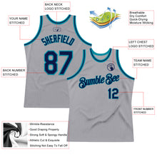 Загрузить изображение в средство просмотра галереи, Custom Gray Navy-Teal Authentic Throwback Basketball Jersey