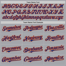 Load image into Gallery viewer, Custom Gray White Orange-Royal Authentic Baseball Jersey